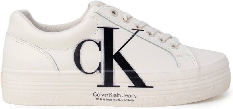 Calvin Klein Witte Polyester Sneaker met Contrasterende Details White Dames