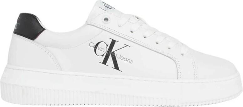 Calvin Klein Jeans Witte Casual Leren Sneakers oor rouwen White Dames