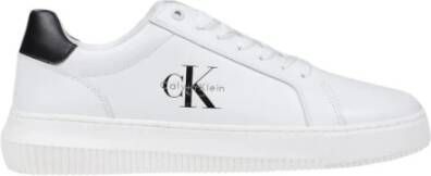 Calvin Klein Jeans Witte Leren Sneakers Vetersluiting Stijl