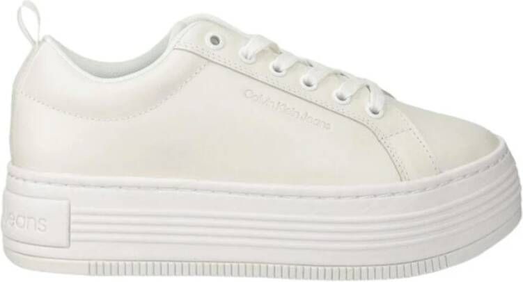 Calvin Klein Jeans Witte Leren Sneakers voor Vrouwen White Dames