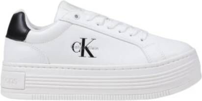 Calvin Klein Jeans Witte Leren Veterschoenen