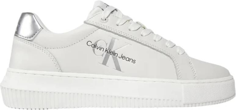 Calvin Klein Witte Polyester Sneaker met Contrasterende Details White Dames