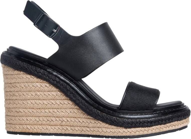 Calvin Klein Jeans Zwarte Casual Damessandalen met Hennepzool