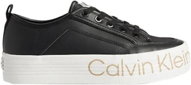 Calvin Klein Jeans Zwarte Casual Leren Dames Sneakers Black Dames