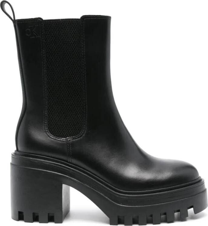 Calvin Klein Jeans Zwarte Chunky Heeled Chelsea Enkellaarzen