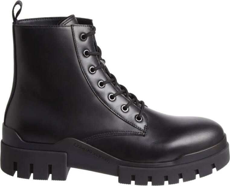 Calvin Klein Jeans Zwarte Combat Laceup Enkellaarsjes Black Heren