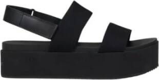 Calvin Klein Jeans Zwarte Katoenen Plateau Strap Sandalen