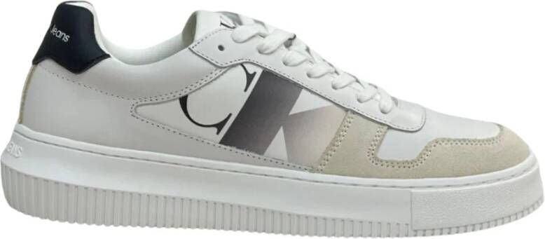 Calvin Klein Jeans Zwarte Leren Sneakers met Print Multicolor Heren