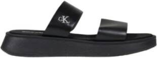 Calvin Klein Jeans Zwarte Leren Strappy Sandalen