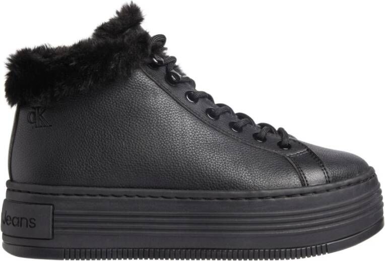 Calvin Klein Winterlaarzen BOLD PLATF LOW LACEUP MG LTH plateaulaarzen enkellaarsje high-top sneaker logo in de loopzool