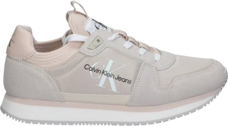 Calvin Klein Roze Suède Veterschoenen Sneakers Vrouwen Pink Dames