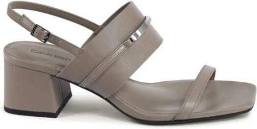 Calvin Klein Khaki Leren Strappy Sandalen