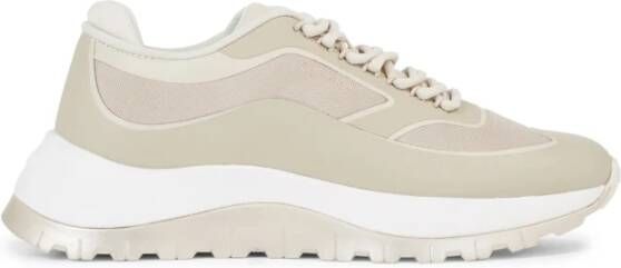 Calvin Klein Lace-Up Sneakers Grijs Logo Textiel Beige Dames