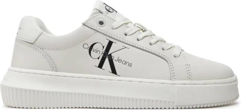 Calvin Klein Lage Leren Sneakers Wit White Dames