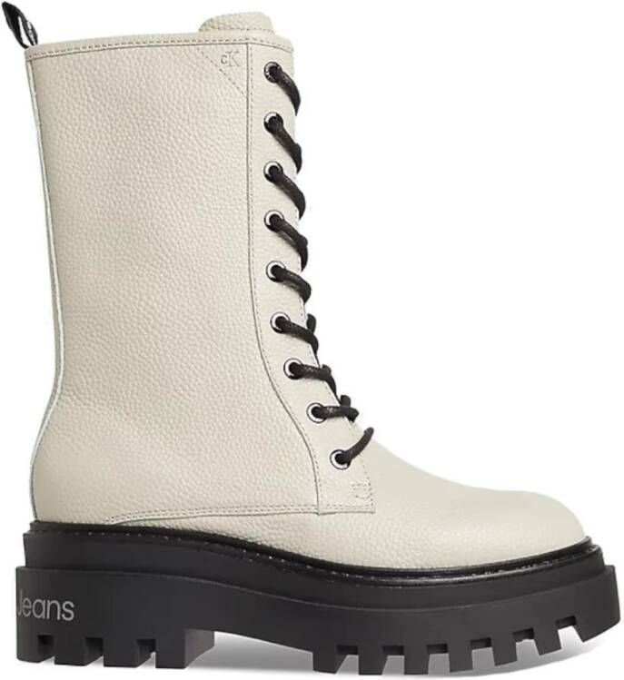 Calvin Klein Mid Laceup Platformlaarzen Beige Dames