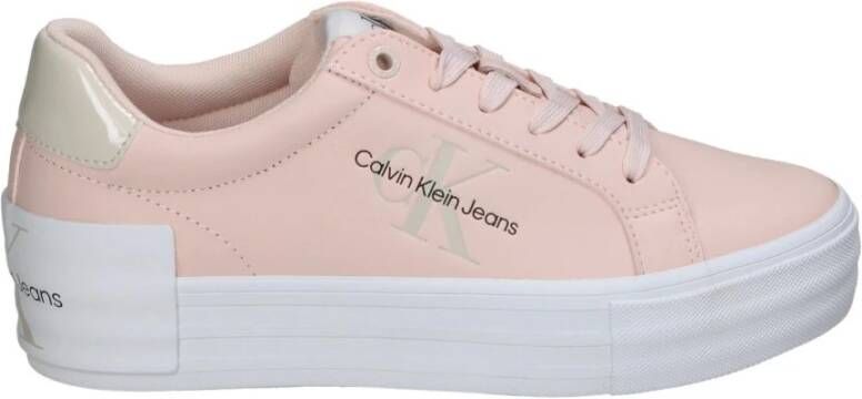 Calvin Klein Plateausneakers BOLD VULC FLATF LOW LACE LTH ML met logo-opdrukken vrijetijdsschoen halfhoge schoen veterschoen