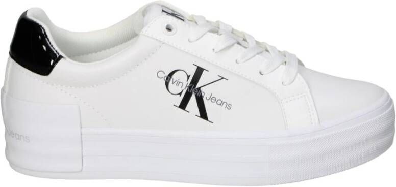 Calvin Klein Jeans Witte Casual Leren Sneakers oor rouwen White Dames