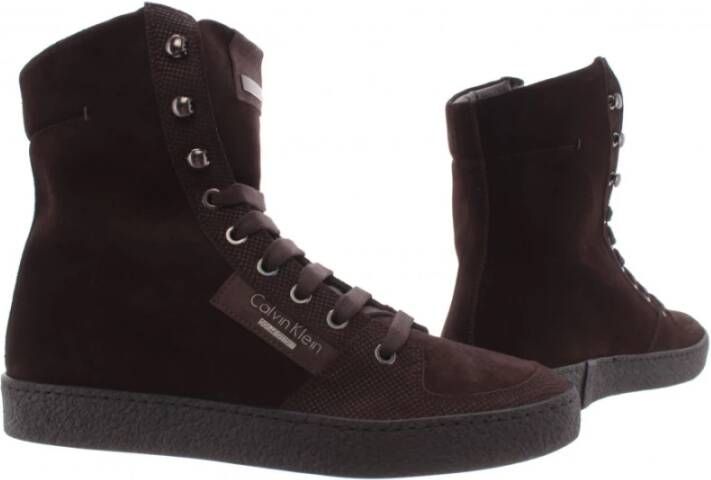 Calvin Klein Premium High Top Sneakers Brown Heren