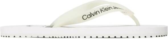 Calvin Klein Print Monogram Platte Schoenen Blancs White Heren