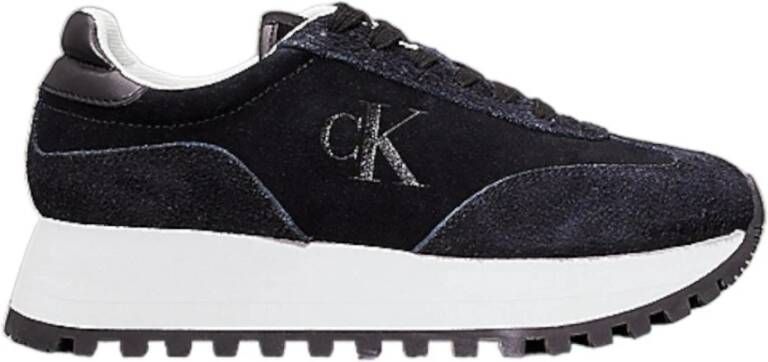 Calvin Klein Plateausneakers RUNNER LACEUP ML SUEDE freizeitschoen veterschoen lage schoen met zij ck-logo