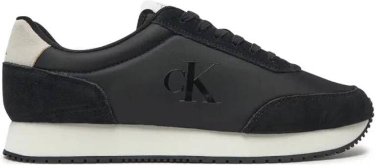 Calvin Klein Retro Runner Sneakers in Faux Leer Black Heren