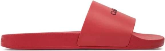Calvin Klein Rood Logo Relief Platte Schoenen Red Heren