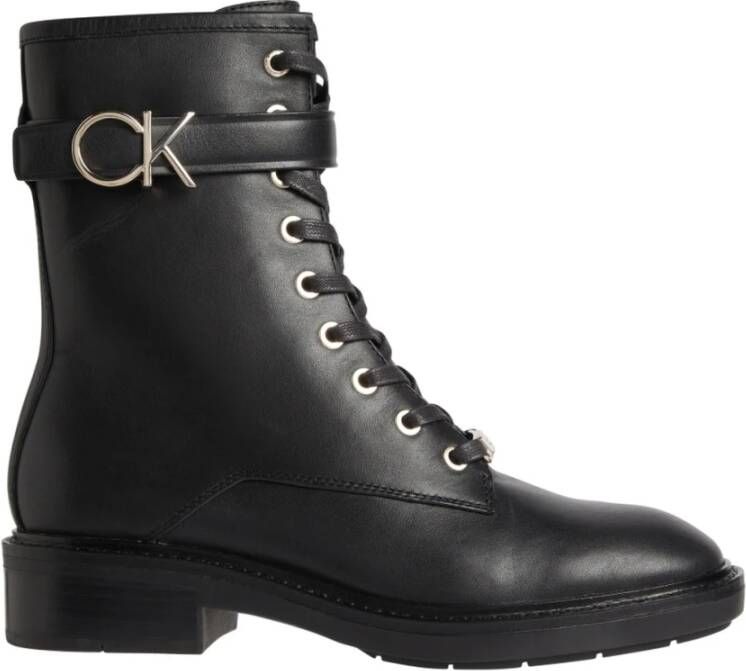 Calvin Klein rubber sole combat boot w hw Zwart Dames