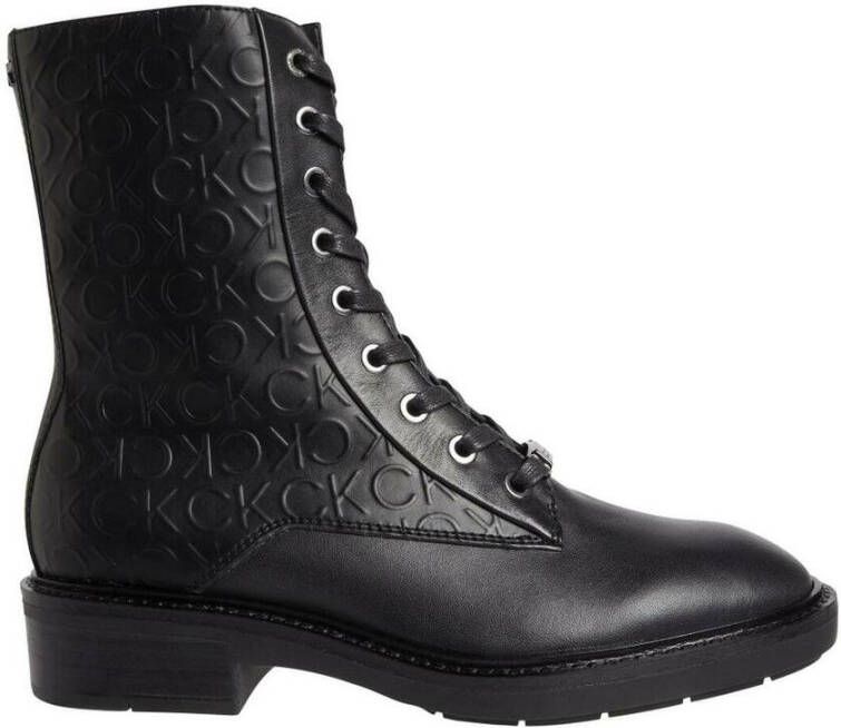Calvin Klein Rubber Sole Combat Boot Zwart Dames