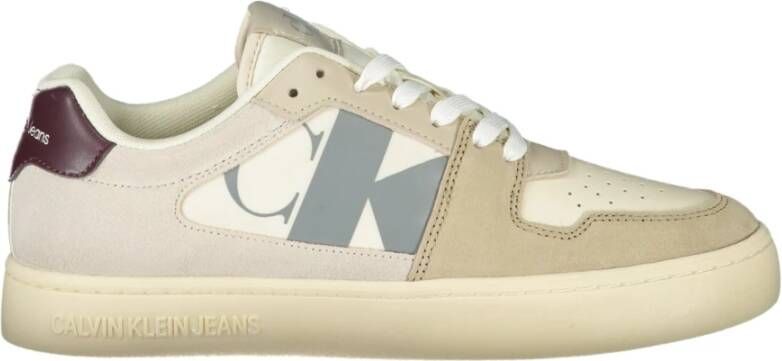 Calvin Klein Beige Heren Sneaker met Bordeaux Accenten