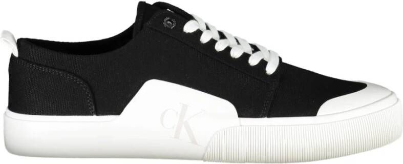 Calvin Klein Zwarte Katoenen Sneaker met Contrasterende Details Black Heren