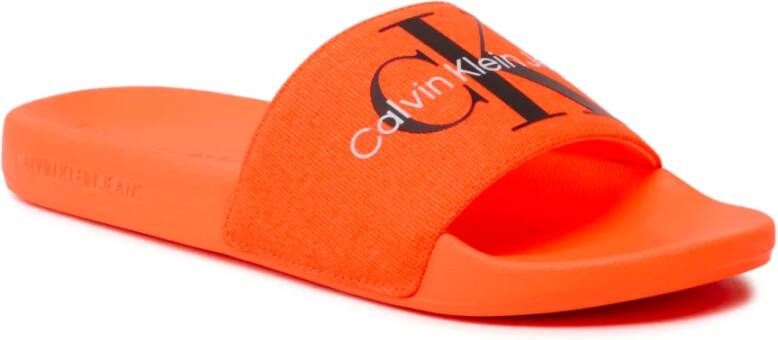Calvin Klein Textiel en PVC Sliders Modern Ontwerp Orange Heren