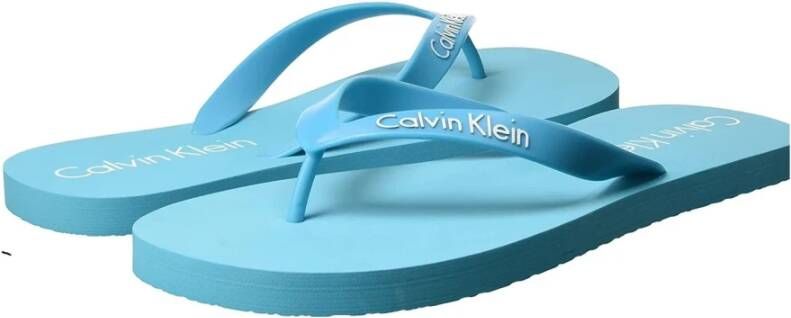 Calvin Klein Slippers met hiel en contrasterend en bovenste logo. Blauw Heren