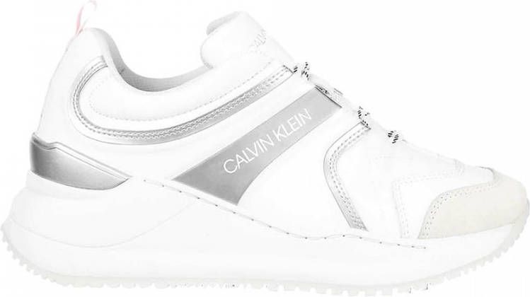 Calvin Klein Sneakers Runner Lace Up Sneakers Nylon Leather in wit