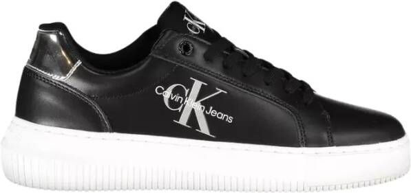 Calvin Klein Zwarte Sneaker van Hoogwaardig Polyester met Contrasterende Details Black Dames