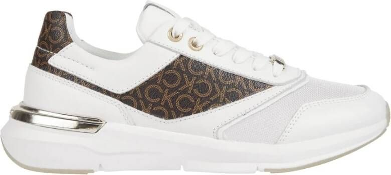 Calvin Klein Witte Leren Sneakers voor Vrouwen White Dames