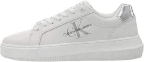 Calvin Klein Witte Polyester Sneaker met Contrasterende Details White Dames