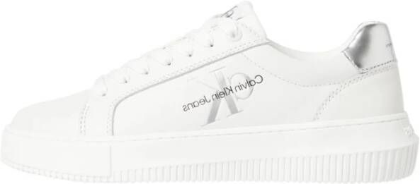 Calvin Klein Witte Polyester Sneaker met Contrasterende Details White Dames