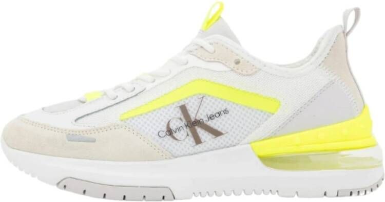 Calvin Klein Witte sneakers voor dames met fluorescerende accenten White Dames