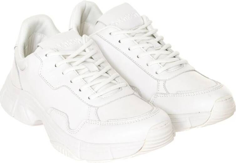 Calvin Klein Witte stoffen en leren sneakers voor heren White Heren