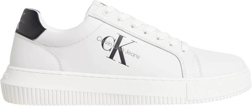 Calvin Klein Jeans Witte Casual Leren Sneakers voor Vrouwen White Dames