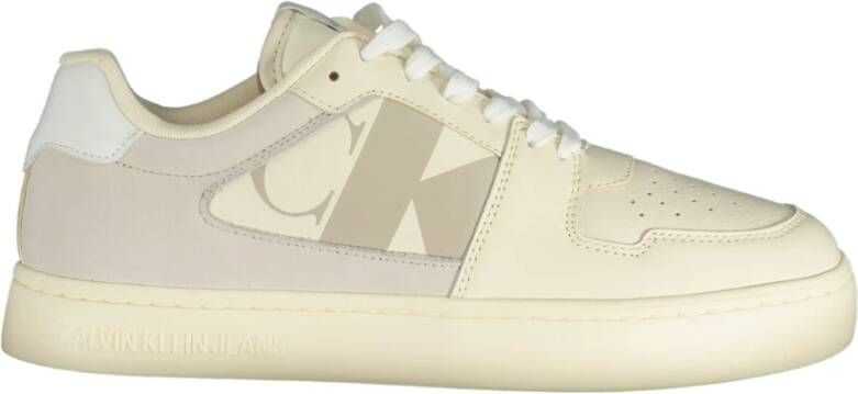 Calvin Klein Sportieve witte vetersneakers met contrastdetails