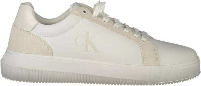 Calvin Klein Sportieve witte vetersneakers met print