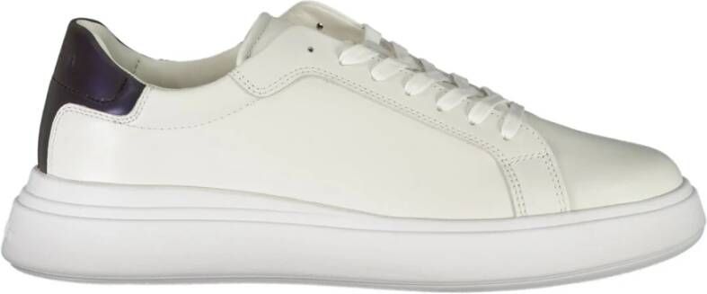 Calvin Klein Sportieve witte vetersneakers met print White Heren