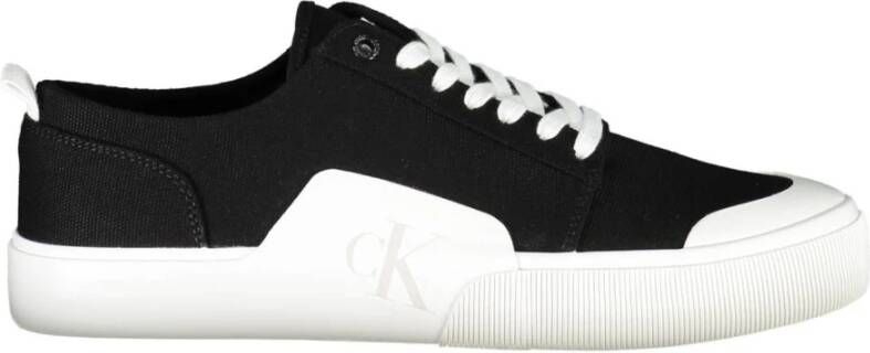 Calvin Klein Zwarte Katoenen Sneaker met Contrasterende Details Black Heren