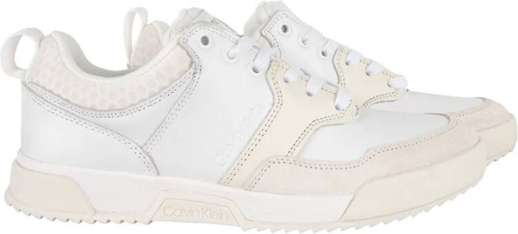 Calvin Klein Low Top Lace Up Mix Triple White Sneakers