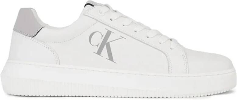 Calvin Klein Witte Chunky Cupsole Veterschoenen voor Heren Wit Heren