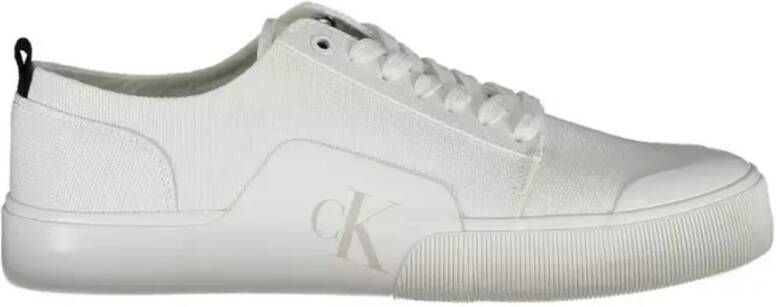 Calvin Klein Witte Katoenen Sneaker met Logo Print Wit Heren
