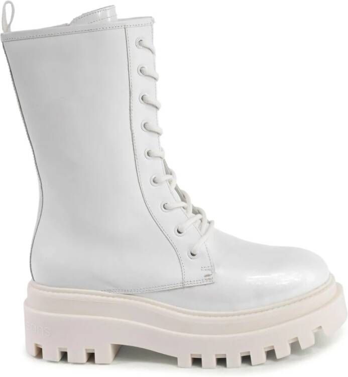 Calvin Klein Witte LaceUp Combat Laarzen