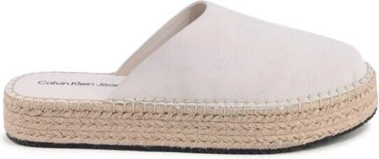 Calvin Klein Witte leren espadrille sandalen