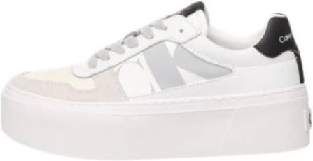 Calvin Klein Witte leren flatform sneakers mix